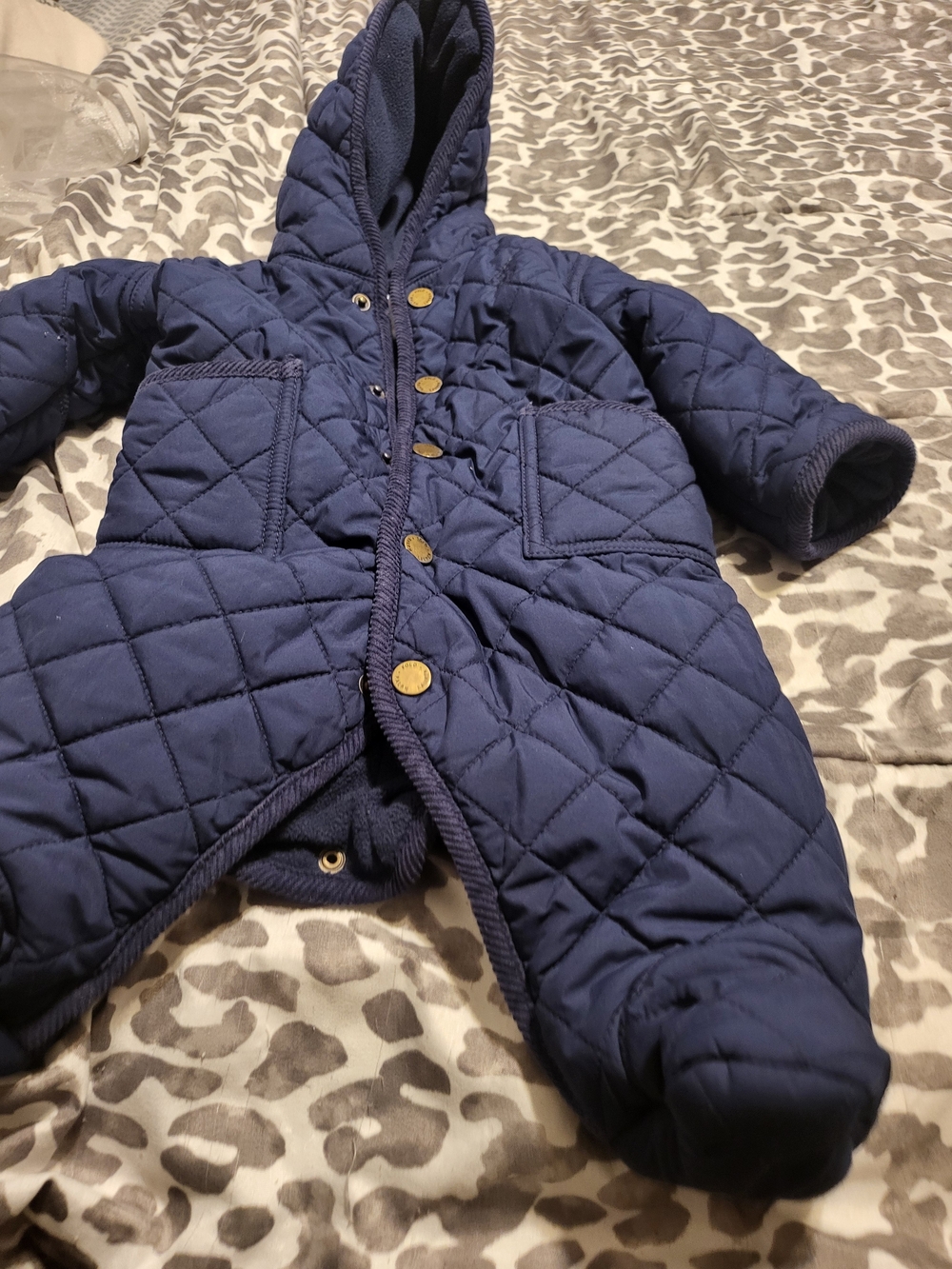 Ralph Lauren Quilted Navy Hooded Baby Bunting Snowsuit